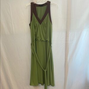 Green and Brown Sleeveless Dress